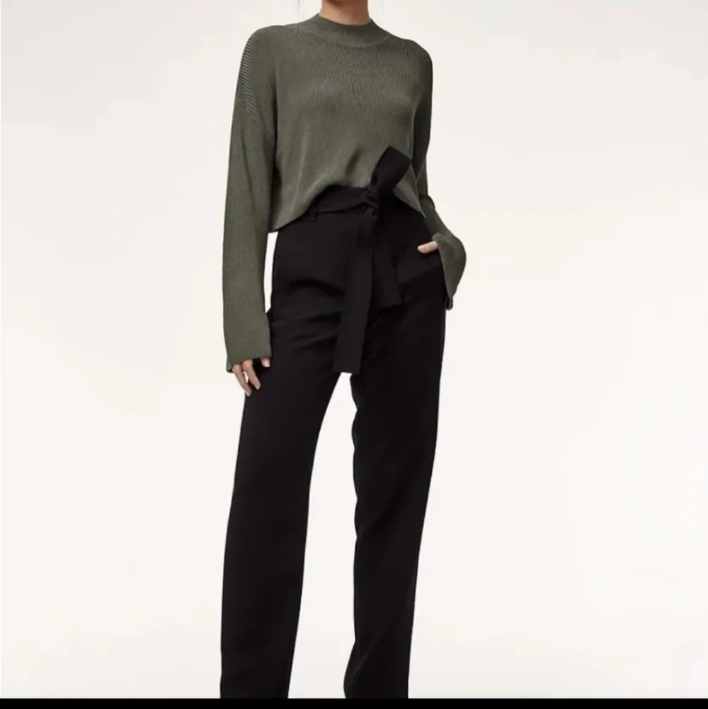 Aritzia Wilford Black Tie Crop Pants